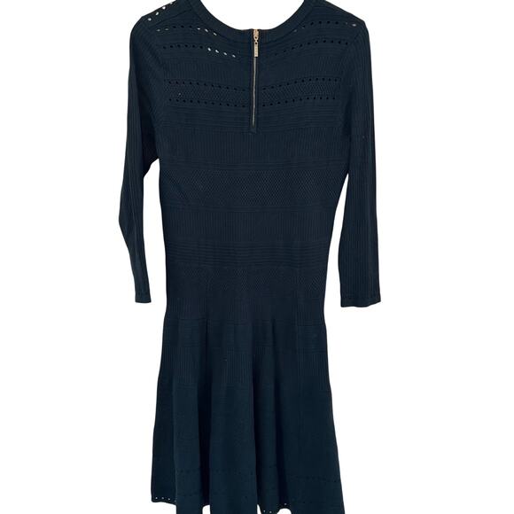 Eliza J Knit Dress Midi Fit & Flare Sweater Dark Green Zip Back Classic Office - Picture 2 of 11